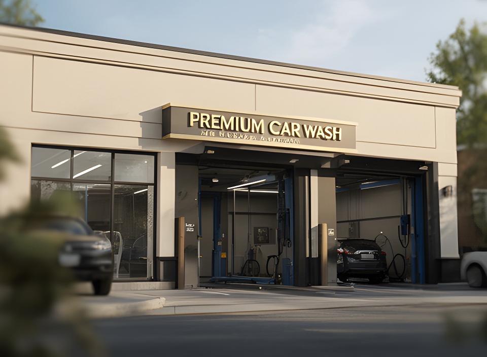 Exterior view of the Miller's Shine car wash in Maspeth with a clean storefront and service bays